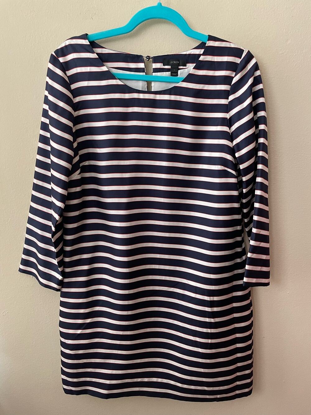 J. Crew 100% Silk Red White & Blue Striped Dress